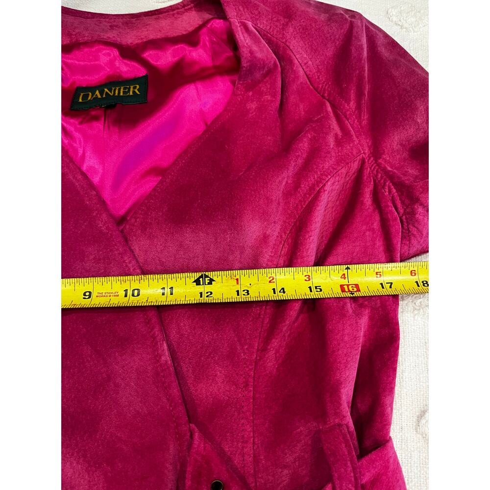 Vintage 90’s Danier Pink Suede Leather Lined Skirt Blazer Set Cowgirl Size 8 - Picture 10 of 15